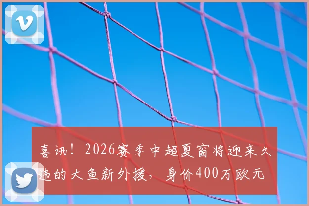 喜讯!2026赛季中超夏窗将迎来久违的大鱼新外援,身价400万欧元