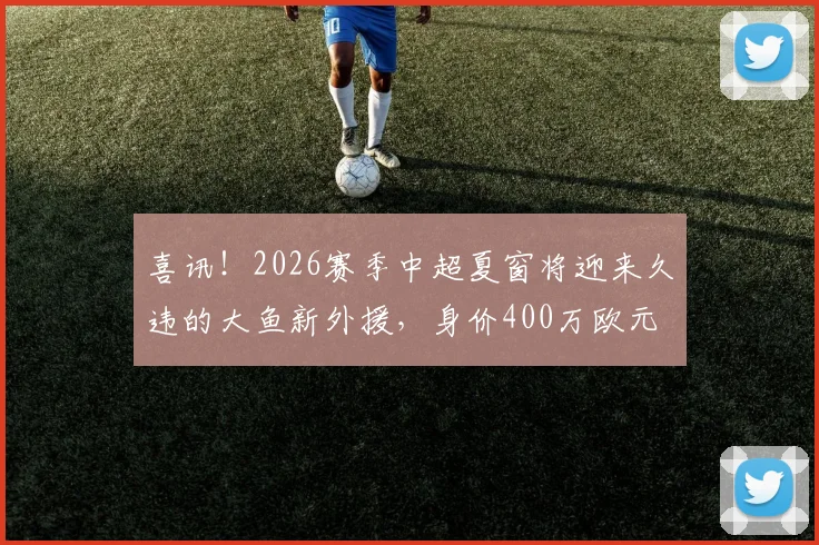 喜讯!2026赛季中超夏窗将迎来久违的大鱼新外援,身价400万欧元